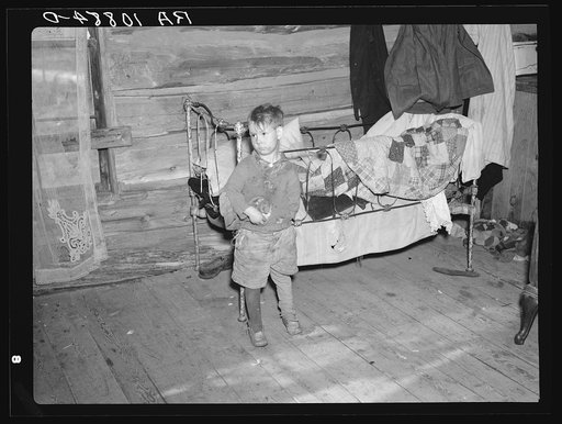 One of William Howell's sons in their home near Tipler, Wisconsin