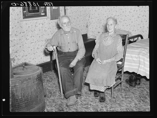 Grandpaw and Grandmaw Puchett, pioneers, in their home at Alvin, Wisconsin