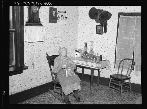 Grandmaw Puchett, one of the pioneers in this region in her home at Alvin, Wisconsin