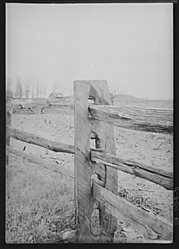 Construction detail of fence near Bethlehem, Pennsylvania. The fence posts are state
