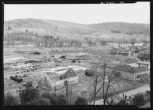 Ghost town three miles south of Canton, Pennsylvania. The thirty people now living here are all on relief