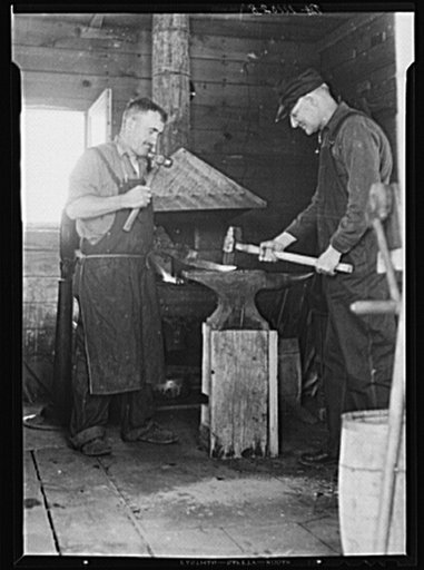 Interior of blacksmith shop. Waterloo project, Michigan