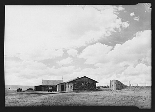 Sod and store farmhouse south of South Heart, North Dakota
