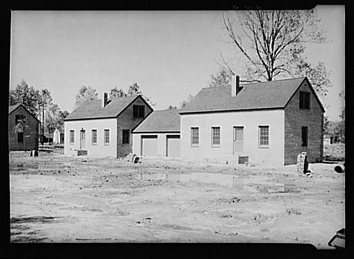 Front view of type A and B houses. Newport News Homesteads, Virginia