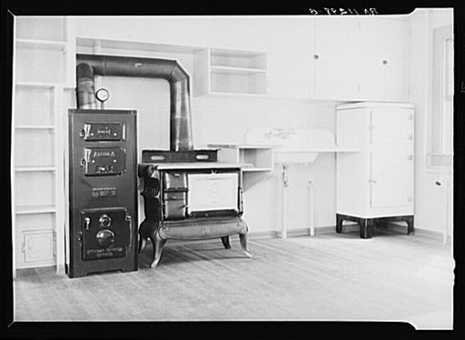 Interior of kitchen showing arrangement of facilities. Newport News Homesteads, Virginia