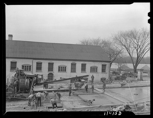 Washington, D.C. Construction of a bridge and road near Independence Avenue and 14th and 16th Streets, S.W. Large concrete mixer
