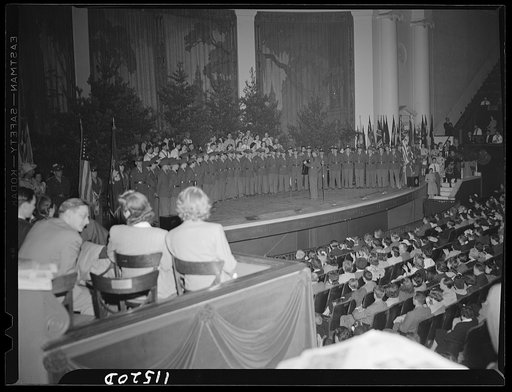 Washington, D.C. Soldiers from a nearby army camp singing at the National Folk Festival at Constitution Hall