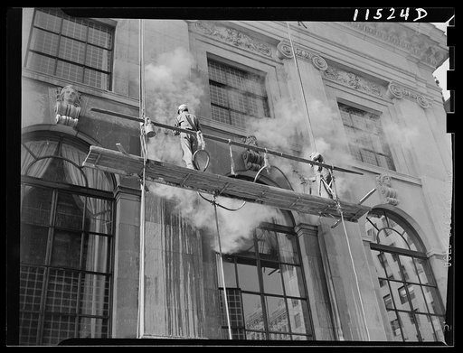 Washington, D.C. Steam cleaning a bank building at 14th and G Streets, N.W.