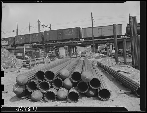 Washington, D.C. Steel piles to be driven as supports for a bridge structure