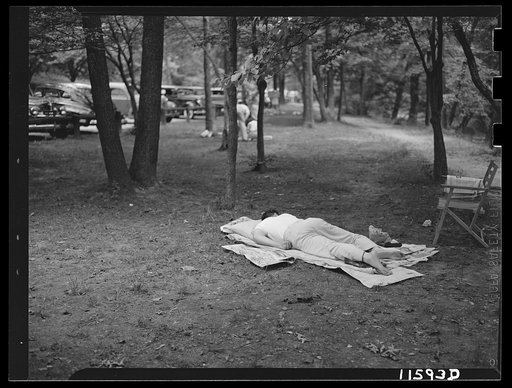 Washington, D.C. Man sleeping in Rock Creek Park
