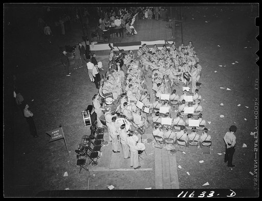 Washington, D.C. Army Air Forces band playing at a scrap salvage rally in Griffith Stadium