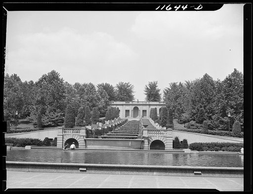 Washington, D.C. Cascade and reflecting pool looking north from the sundial in Meridian Hill Park