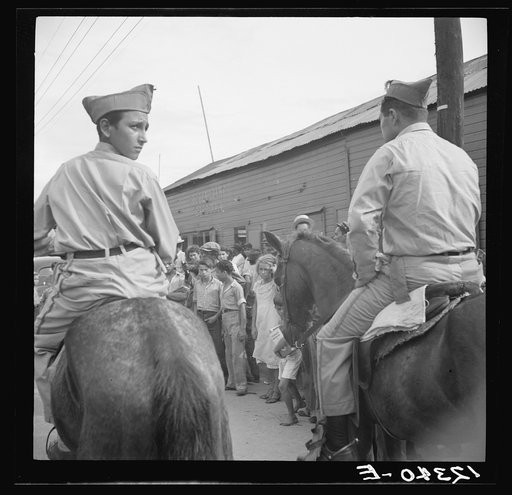 Demonstration in support of the Spanish loyalists in the workers' quarter of Porta de Tierra. San Juan, Puerto Rico