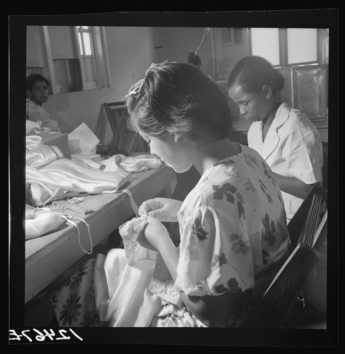 Members of P.R.R.A. (Puerto Rico Resettlement Administration) needlework cooperative at work. San Juan, Puerto Rico