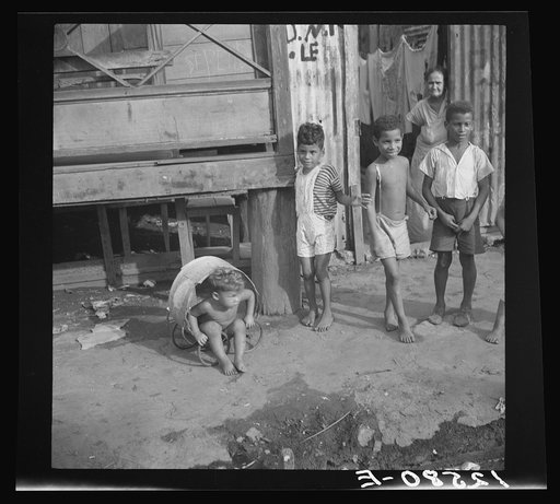Children in the workers' quarter of Puerto de Tierra. San Juan, Puerto Rico