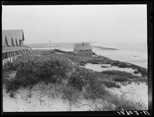 Corn Hill, a lonely and windswept spot near Provincetown. Tourist houses on left. Provincetown, Massachusetts