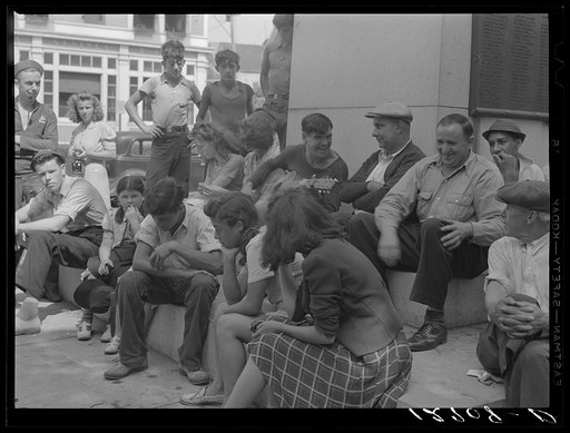 Local talent makes music on a Sunday afternoon under the soldiers' monument. Provincetown, Massachusetts