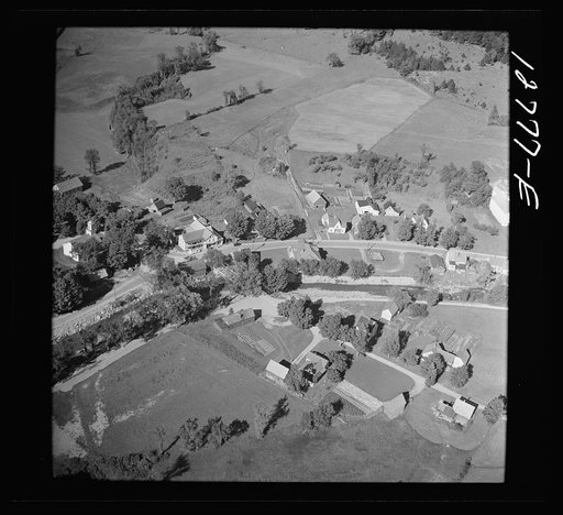 Air view. Lincoln, Vermont. Note country store with car parked in front