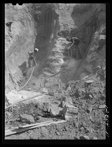 Workers in limestone quarry near Frederick, Maryland
