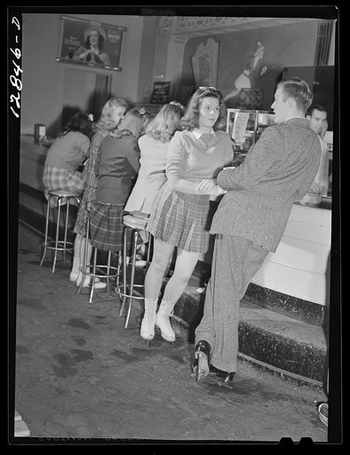 Chevy Chase Ice Palace, Washington. D.C. Skaters taking time out for refreshments