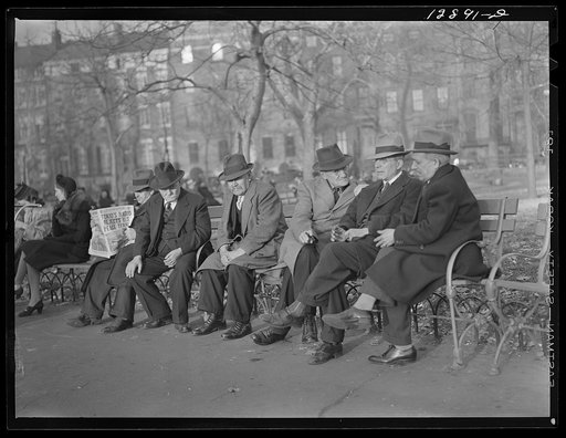 New York, New York. Residents of the neighborhood discussing world events in Washington Square