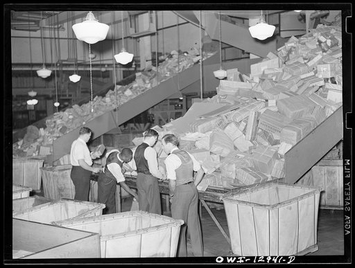 Washington, D.C. Handling Christmas packages at the main post office