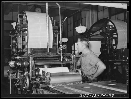 Washington, D.C. Rotary postage stamp press at the United States Bureau of Engraving and Printing