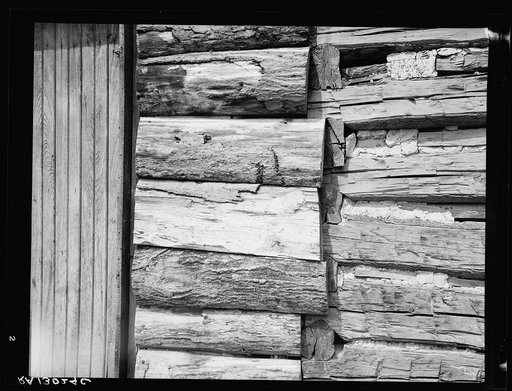 Detail of cabin construction. Ross-Hocking land project in Ohio
