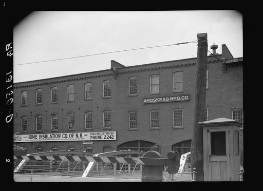 Sign showing some of the present uses of products of Amoskeag mills. Manchester, New Hampshire