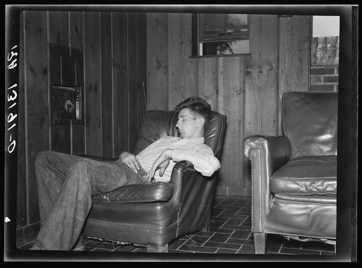 Truckman napping at Amity Hall, Pennsylvania