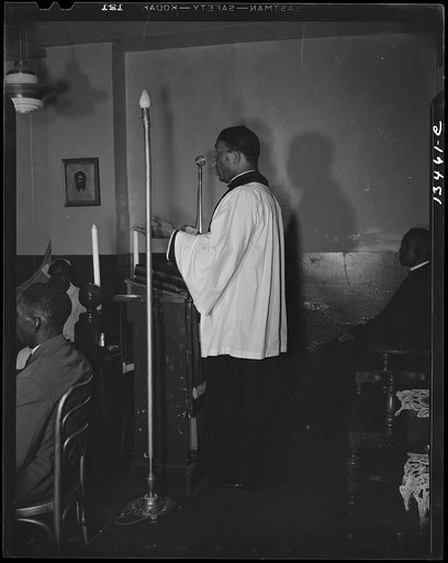 Washington, D.C. Reverend Vondell Gassaway, pastor of the St. Martin's Spiritual Church, preaching his Sunday sermon