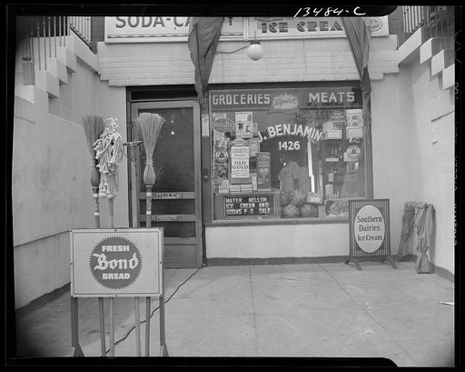 Washington, D.C. Grocery store across the street from Mrs. Ella Watson, a government charwoman