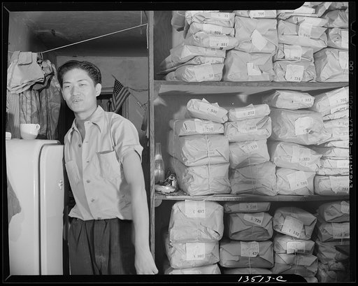 Washington, D.C. Johnnie Lew, owner of the laundry under the apartment of Mrs. Ella Watson, a government charwoman