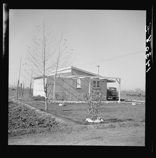 Labor home. Arvin migratory labor camp. Adobe construction. California