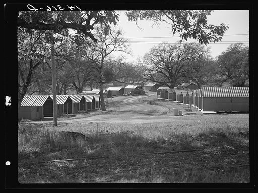 View of individual metal shelters, Sonoma, California. Migratory labor camp