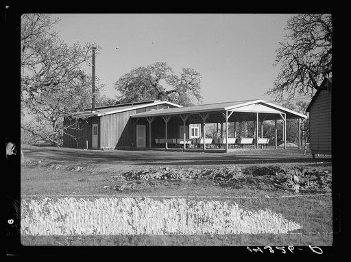 Exterior view of Westley, California, utility building