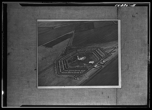 Aerial view. Westley migratory labor camp, California