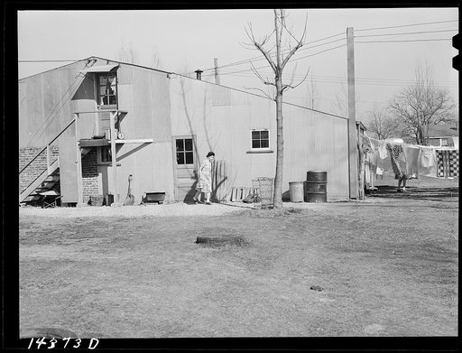Building where trailer occupants wash clothes, shower and get water. Trailer camp on Mount Vernon Highway near Alexandria, Virginia