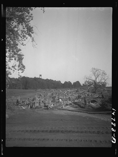 Hightstown, New Jersey. Progress photograph taken during construction of the Jersey homesteads, a U.S. Resettlement Administration project