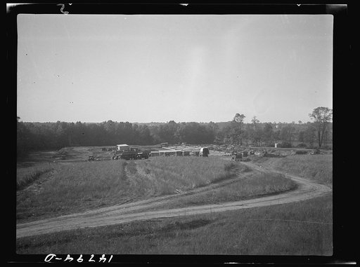Hightstown, New Jersey. Progress photograph taken during construction of the Jersey homesteads, a U.S. Resettlement Administration project