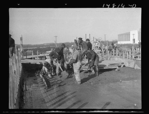 Hightstown, New Jersey. Progress photograph taken during construction of the Jersey homesteads, a U.S. Resettlement Administration project