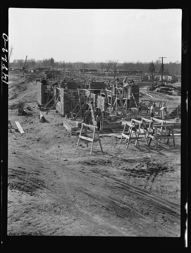 Hightstown, New Jersey. Progress photograph taken during construction of the Jersey homesteads, a U.S. Resettlement Administration project