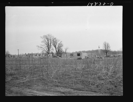 Hightstown, New Jersey. Progress photograph taken during construction of the Jersey homesteads, a U.S. Resettlement Administration project