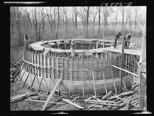 Hightstown, New Jersey. Progress photograph taken during construction of the Jersey homesteads, a U.S. Resettlement Administration project