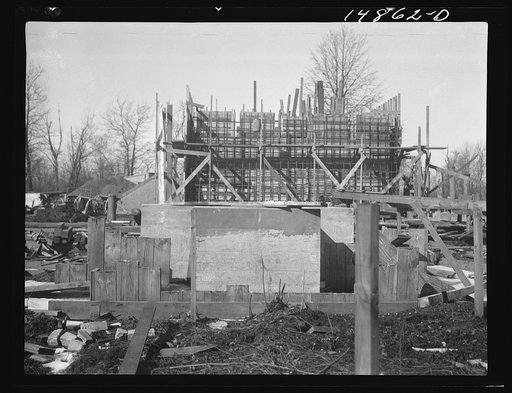 Hightstown, New Jersey. Progress photograph taken during construction of the Jersey homesteads, a U.S. Resettlement Administration project