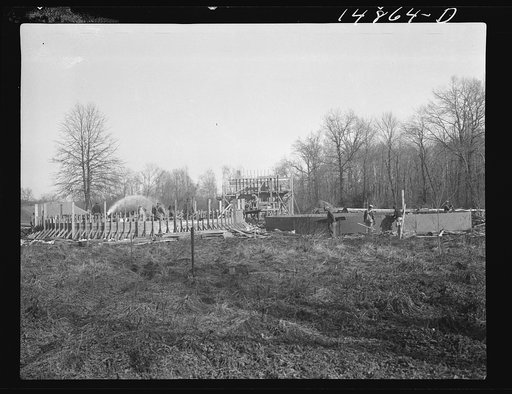 Hightstown, New Jersey. Progress photograph taken during construction of the Jersey homesteads, a U.S. Resettlement Administration project