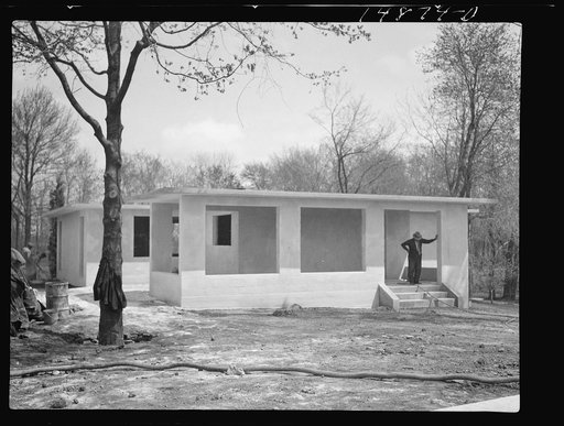 Hightstown, New Jersey. Progress photograph taken during construction of the Jersey homesteads, a U.S. Resettlement Administration project