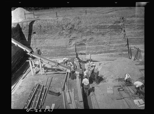 Hightstown, New Jersey. Progress photograph taken during construction of the Jersey homesteads, a U.S. Resettlement Administration project