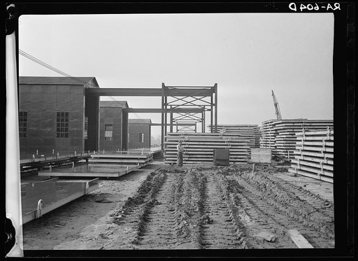 Hightstown, New Jersey. Metal plates to be used in casting concrete slabs at the Jersey Homesteads, a U.S. Resettlement Administration subsistence homestead project