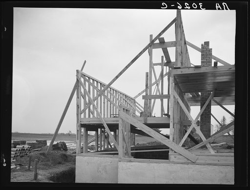Untitled photo, possibly related to: Construction of homes. Libertyville Homesteads, Illinois